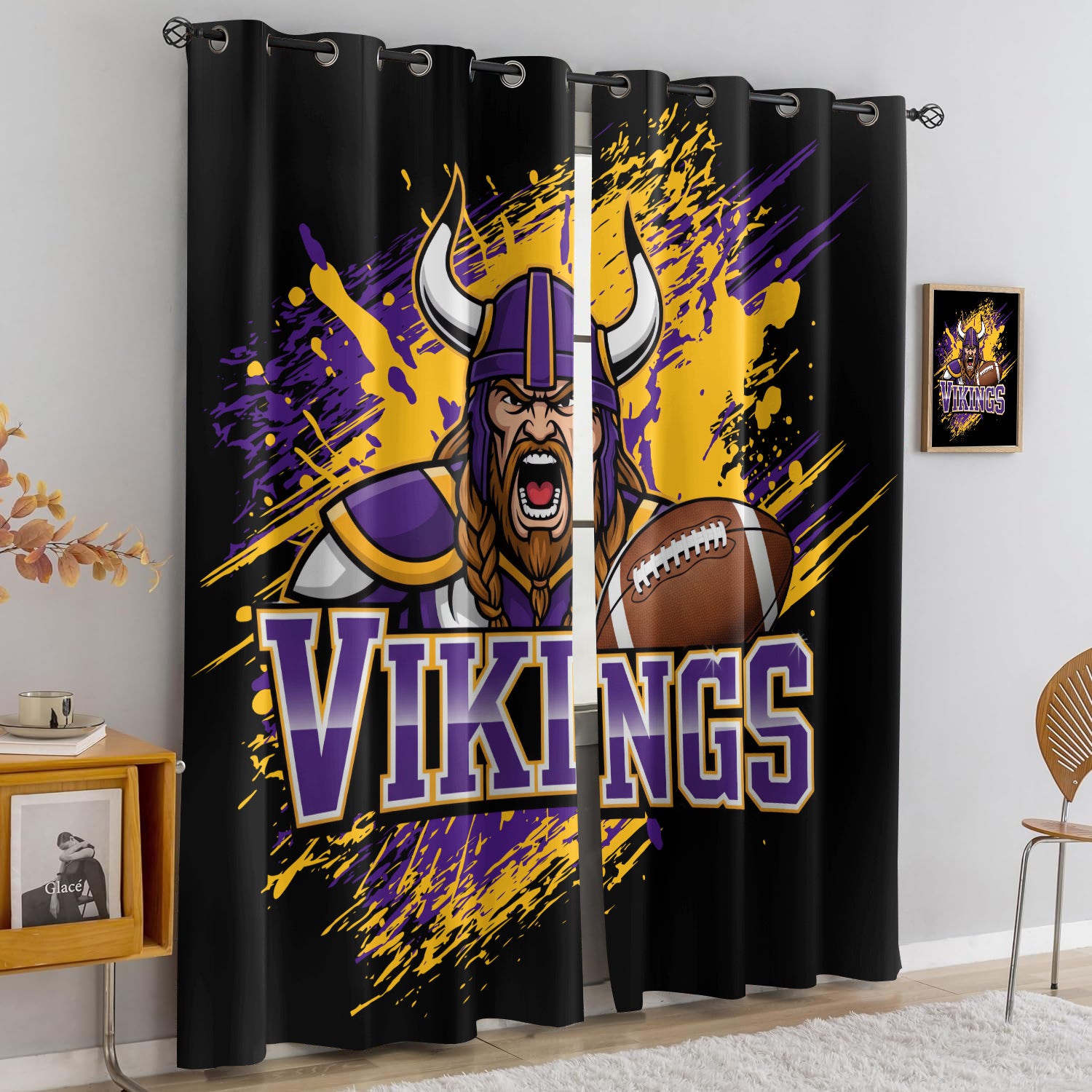 Minnesota Vikings Blackout Curtains Drapes For Window Treatment Set