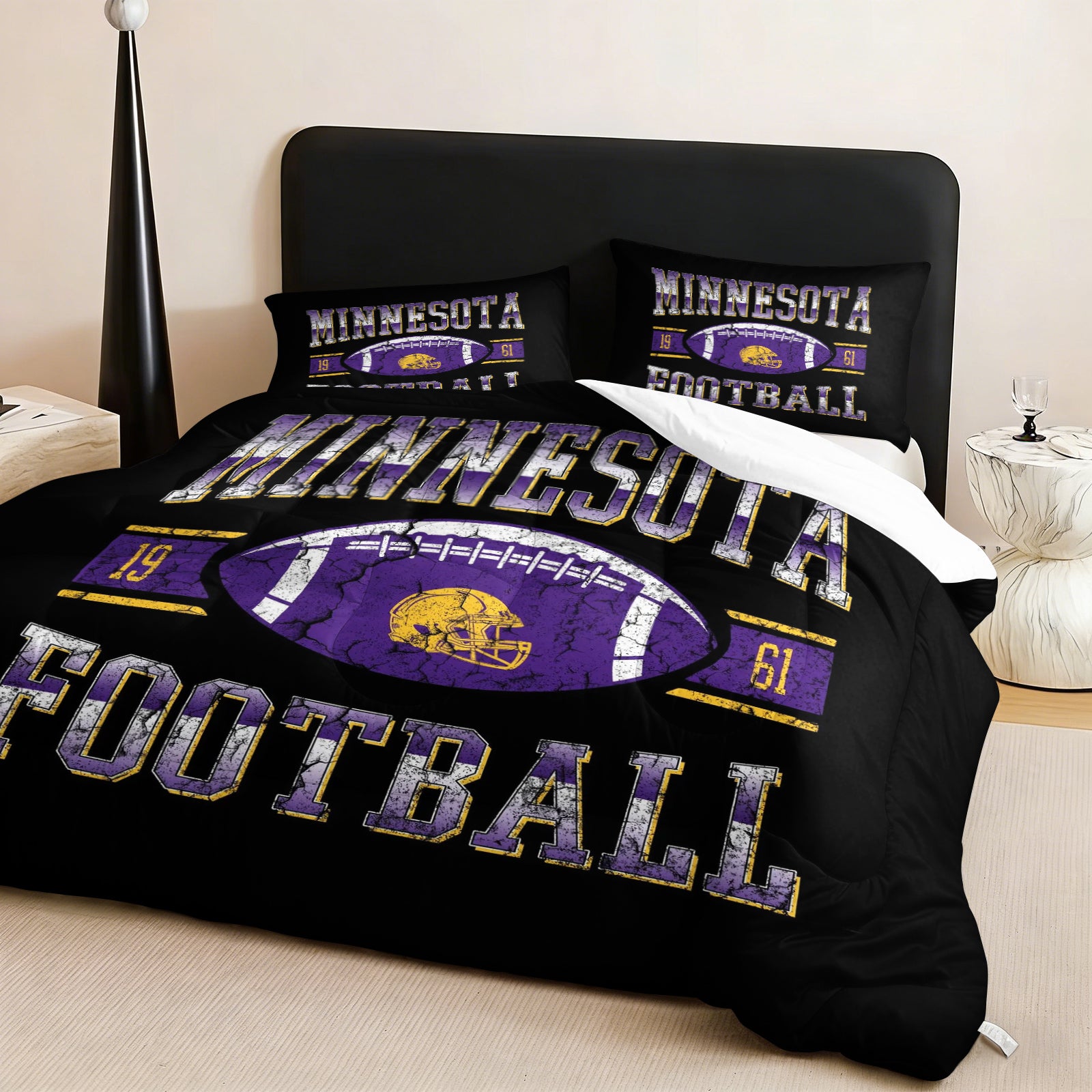 Minnesota Vikings Comforter Pillowcase Sets Blanket All Season Reversible Quilted Duvet
