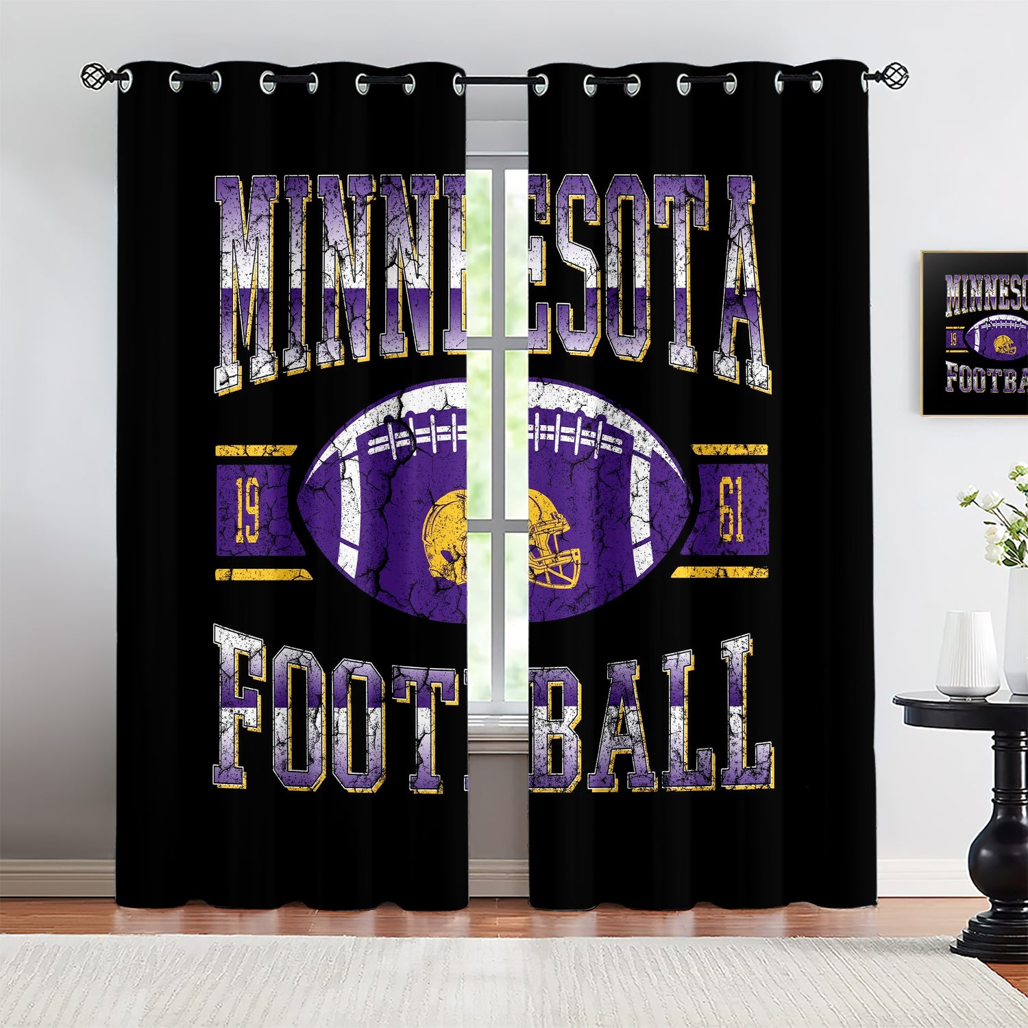Minnesota Vikings Blackout Curtains Drapes For Window Treatment Set