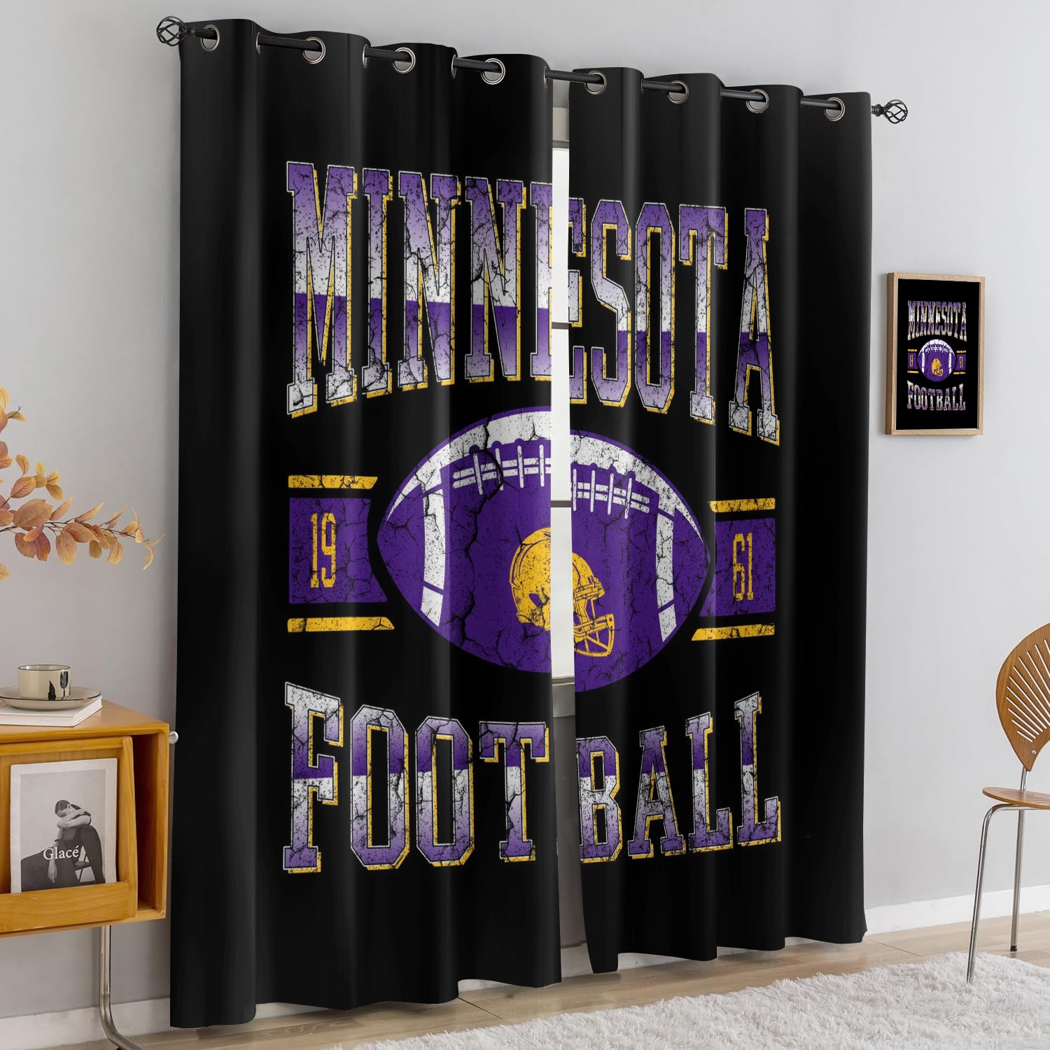 Minnesota Vikings Blackout Curtains Drapes For Window Treatment Set