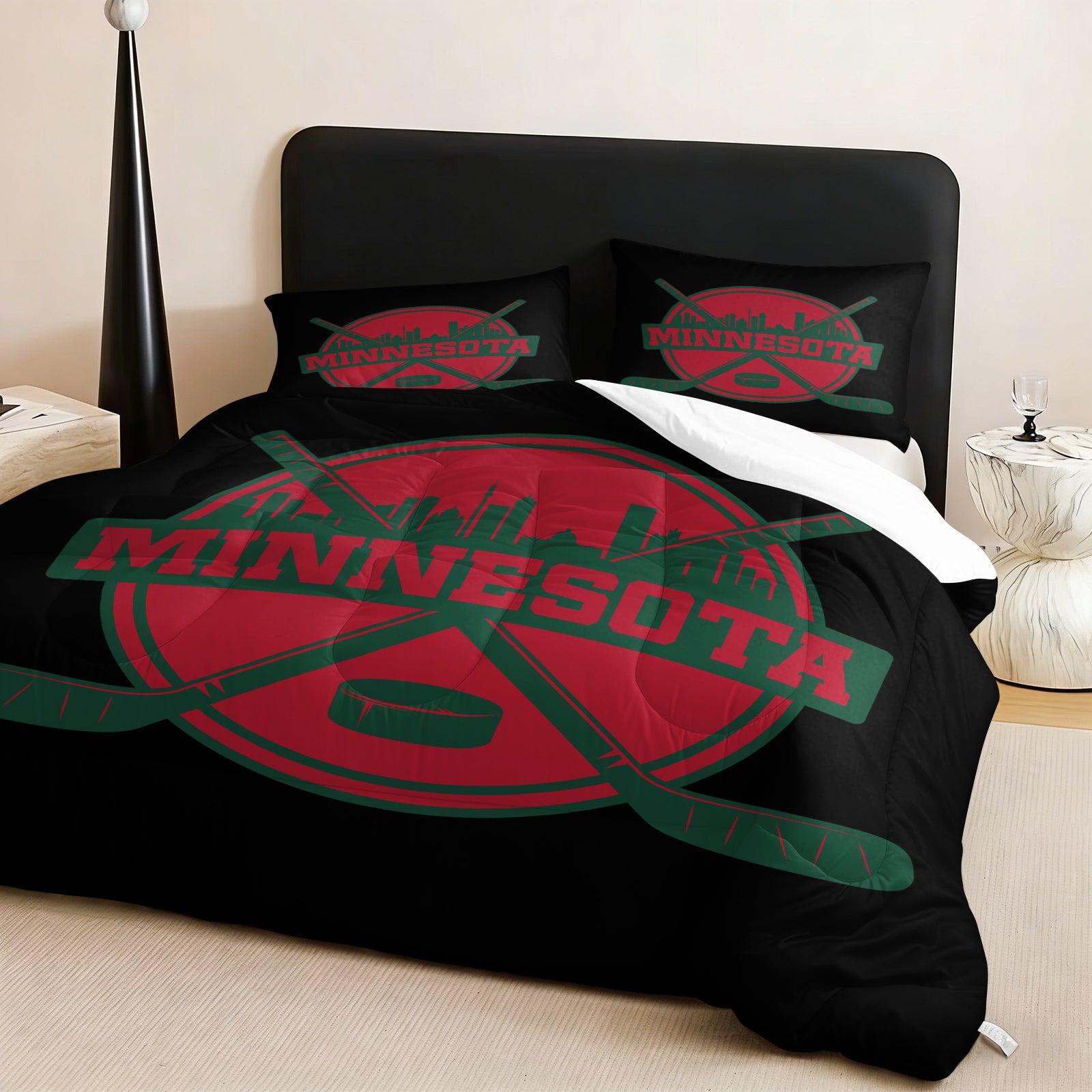 Minnesota Wild Hockey League Comforter Pillowcase Sets Blanket All Season Reversible Quilted Duvet
