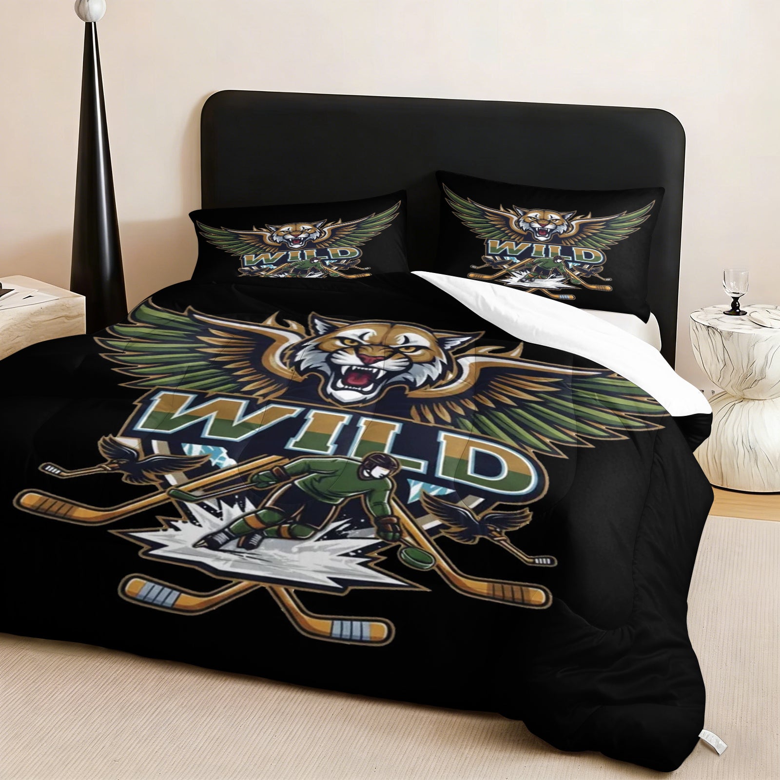 Minnesota Wild Hockey League Comforter Pillowcase Sets Blanket All Season Reversible Quilted Duvet