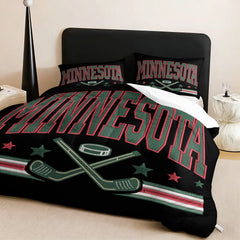 Minnesota Wild Hockey League Comforter Pillowcase Sets Blanket All Season Reversible Quilted Duvet