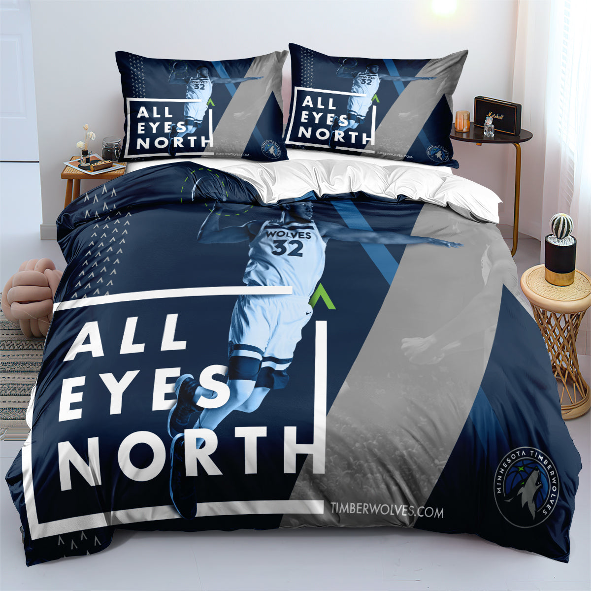 Minnesota Basketball Timberwolves Bedding Set Quilt Cover Without Filler