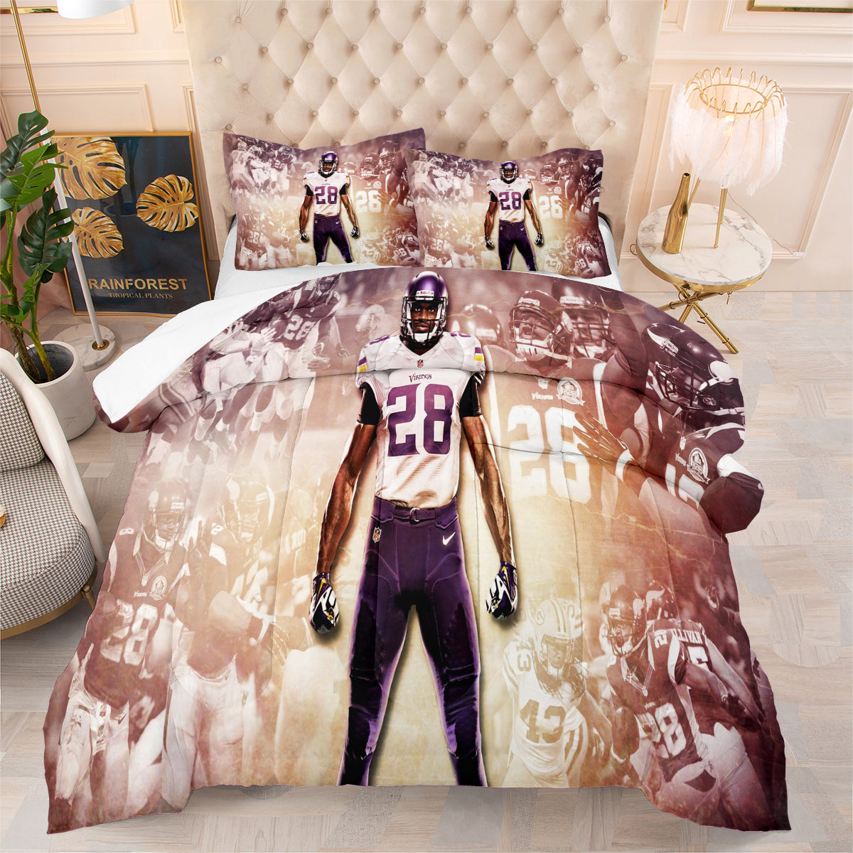 Minnesota Vikings Football Team Comforter Pillowcase Sets Blanket All Season Reversible Quilted Duvet