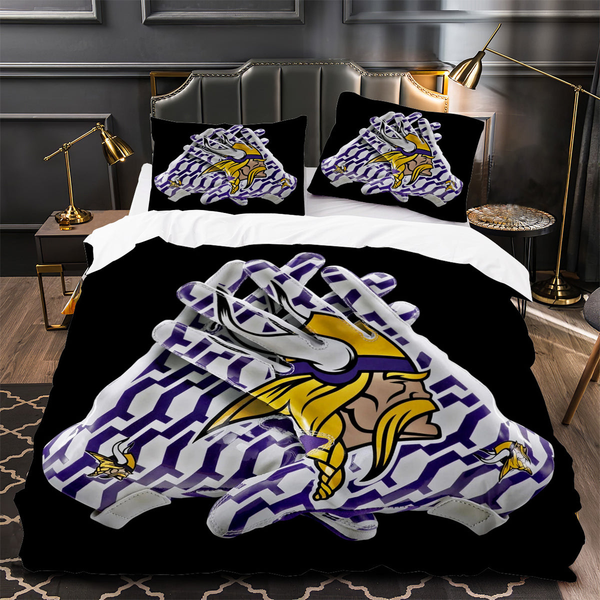 Minnesota Vikings Football Duvet Cover Quilt Case Pillowcase Bedding Set Without Filler