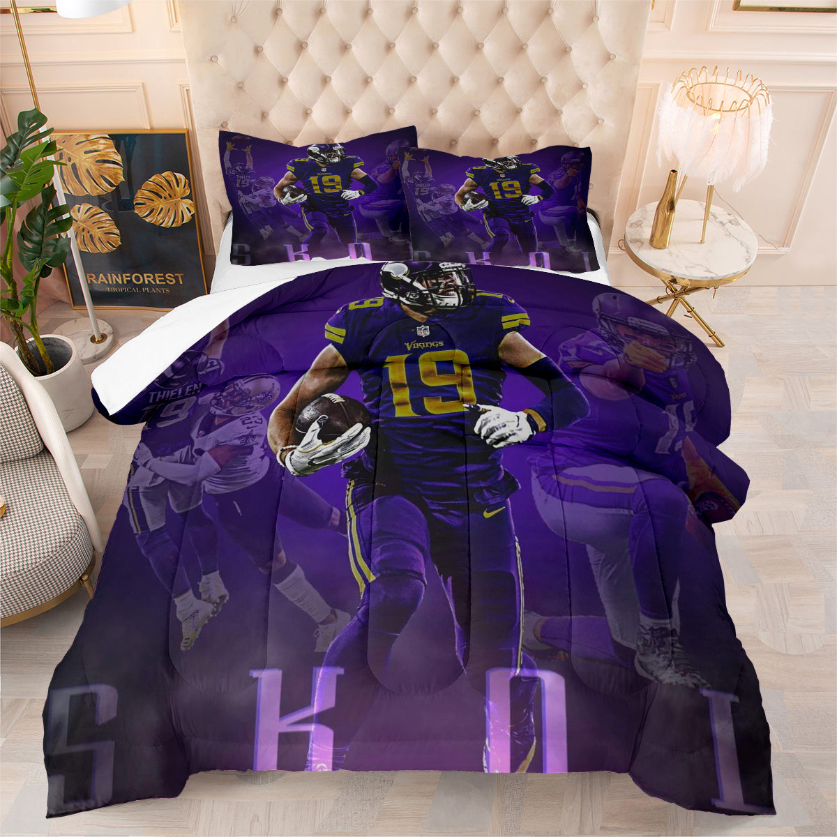 Minnesota Vikings Football Team Comforter Pillowcase Sets Blanket All Season Reversible Quilted Duvet