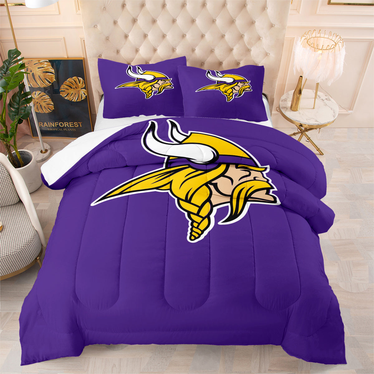 Minnesota Vikings Football Team Comforter Pillowcase Sets Blanket All Season Reversible Quilted Duvet