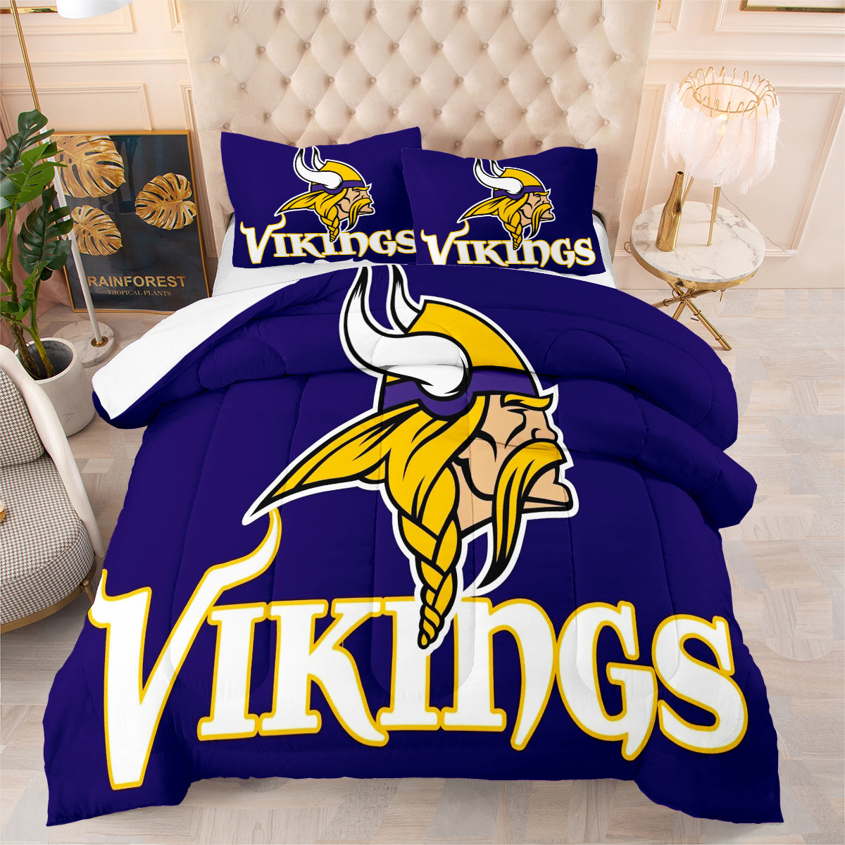 Minnesota Vikings Football Team Comforter Pillowcase Sets Blanket All Season Reversible Quilted Duvet