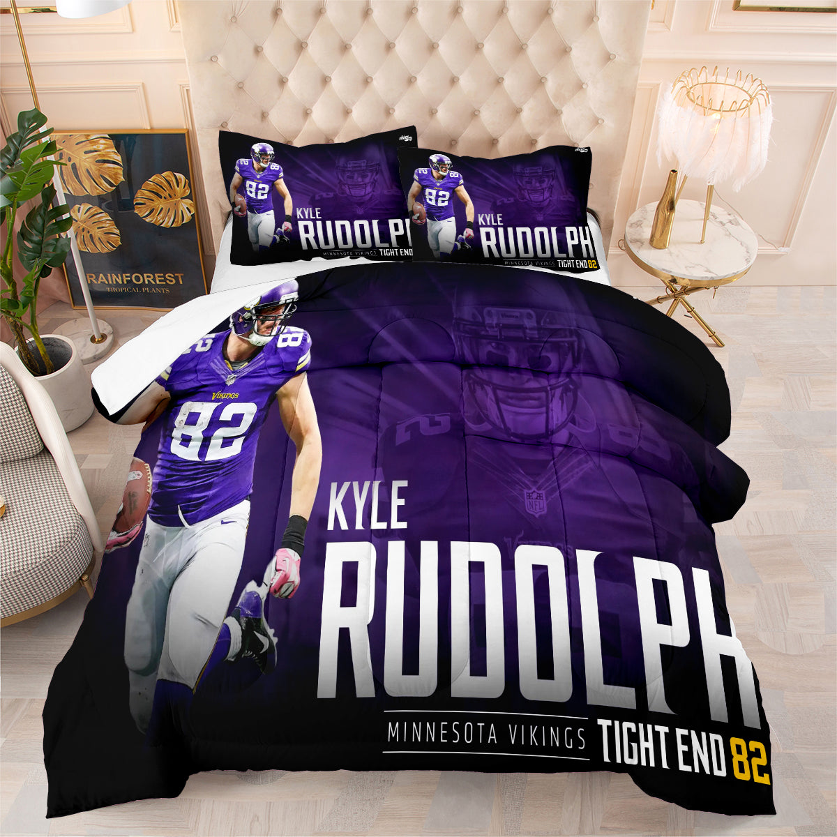 Minnesota Vikings Football Team Comforter Pillowcase Sets Blanket All Season Reversible Quilted Duvet