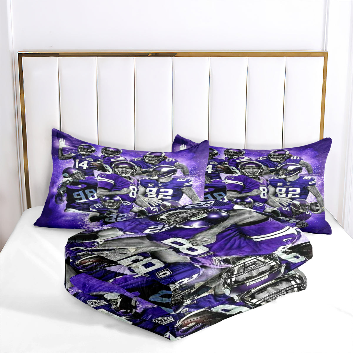 Minnesota Vikings Football Team Comforter Pillowcase Sets Blanket All Season Reversible Quilted Duvet