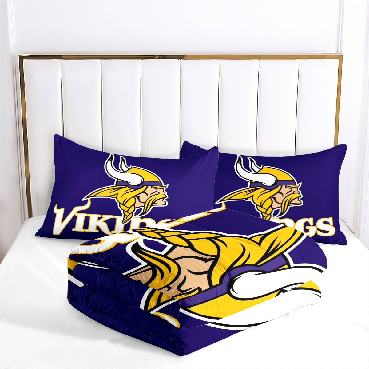 Minnesota Vikings Football Team Comforter Pillowcase Sets Blanket All Season Reversible Quilted Duvet