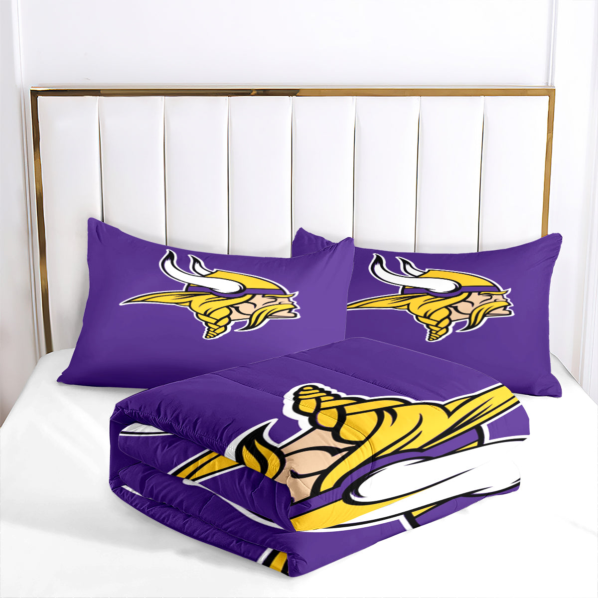 Minnesota Vikings Football Team Comforter Pillowcase Sets Blanket All Season Reversible Quilted Duvet