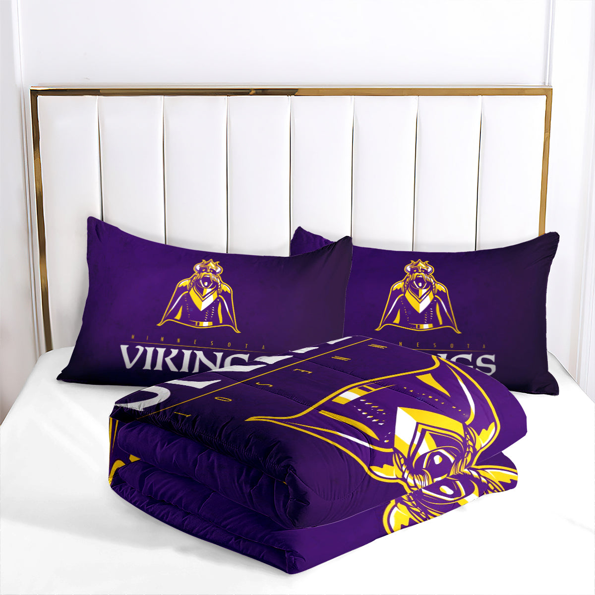 Minnesota Vikings Football Team Comforter Pillowcase Sets Blanket All Season Reversible Quilted Duvet