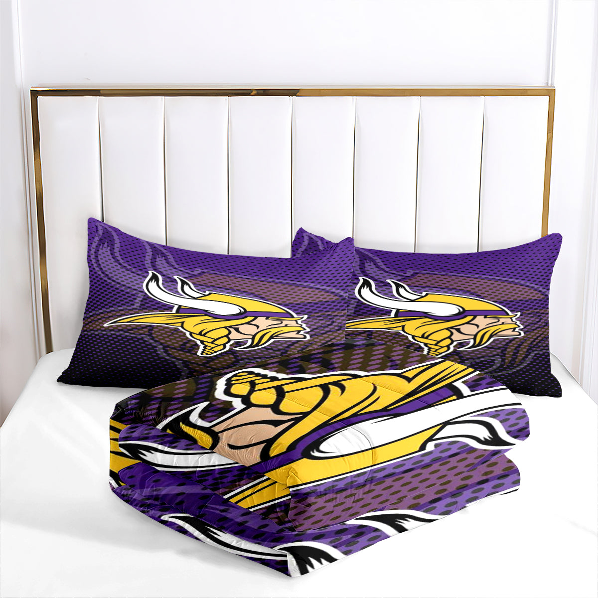 Minnesota Vikings Football Team Comforter Pillowcase Sets Blanket All Season Reversible Quilted Duvet