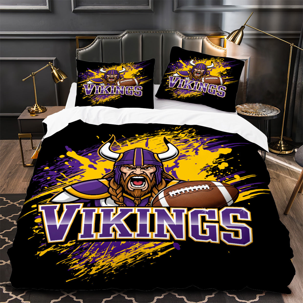 Minnesota Vikings Football Duvet Cover Quilt Case Pillowcase Bedding Set Without Filler