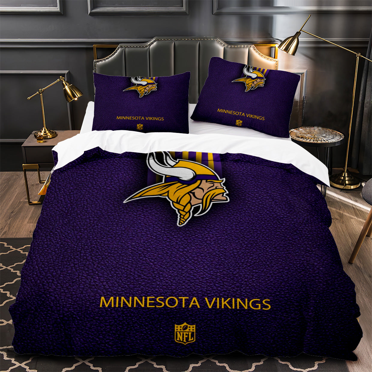 Minnesota Vikings Football Duvet Cover Quilt Case Pillowcase Bedding Set Without Filler