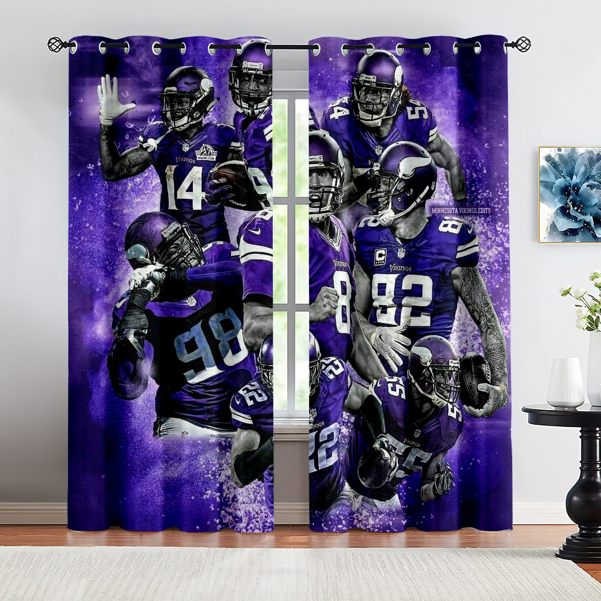 Minnesota Vikings Football Team Blackout Curtains Drapes For Window Treatment Set