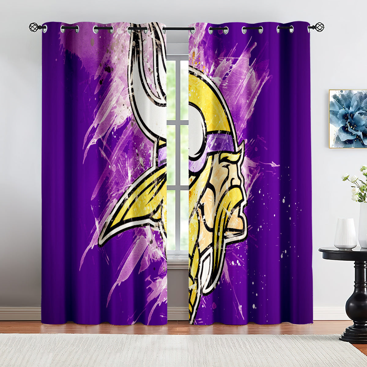 Minnesota Vikings Football Team Blackout Curtains Drapes For Window Treatment Set