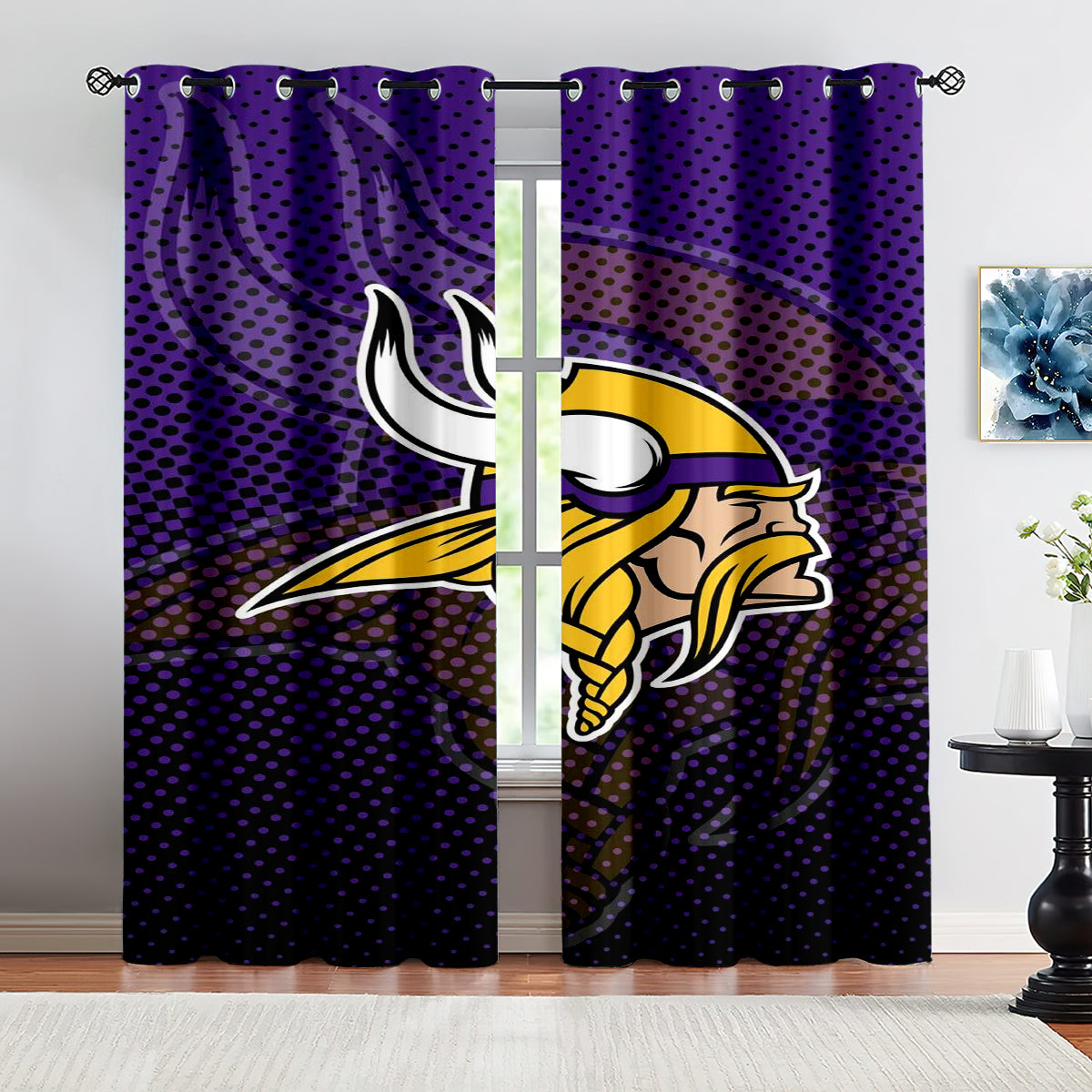 Minnesota Vikings Football Team Blackout Curtains Drapes For Window Treatment Set