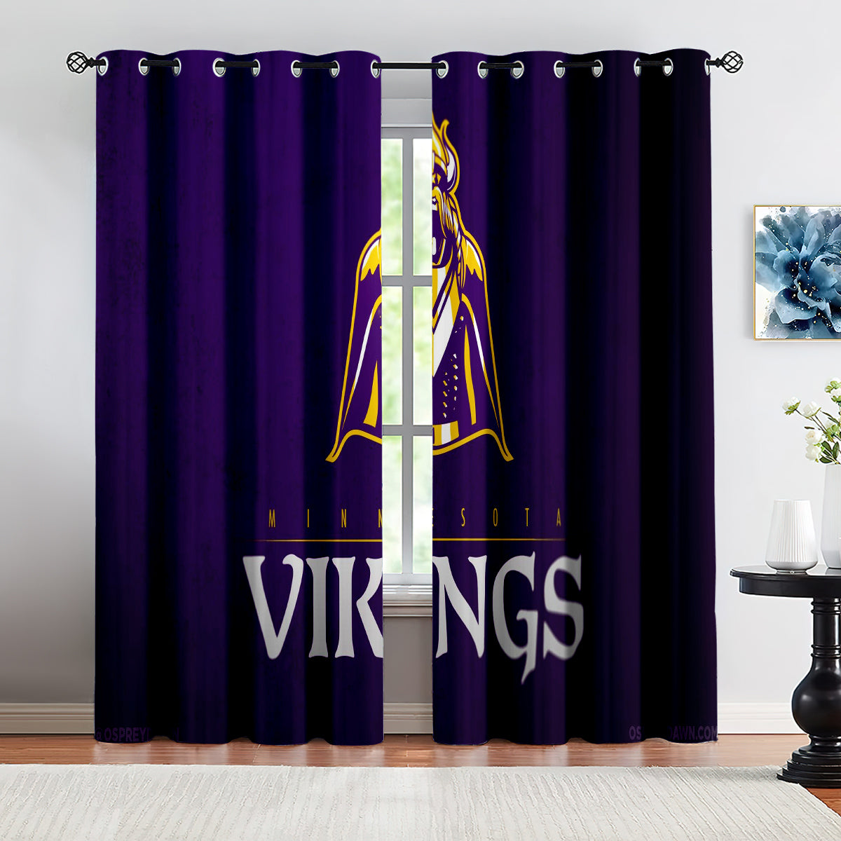 Minnesota Vikings Football Team Blackout Curtains Drapes For Window Treatment Set