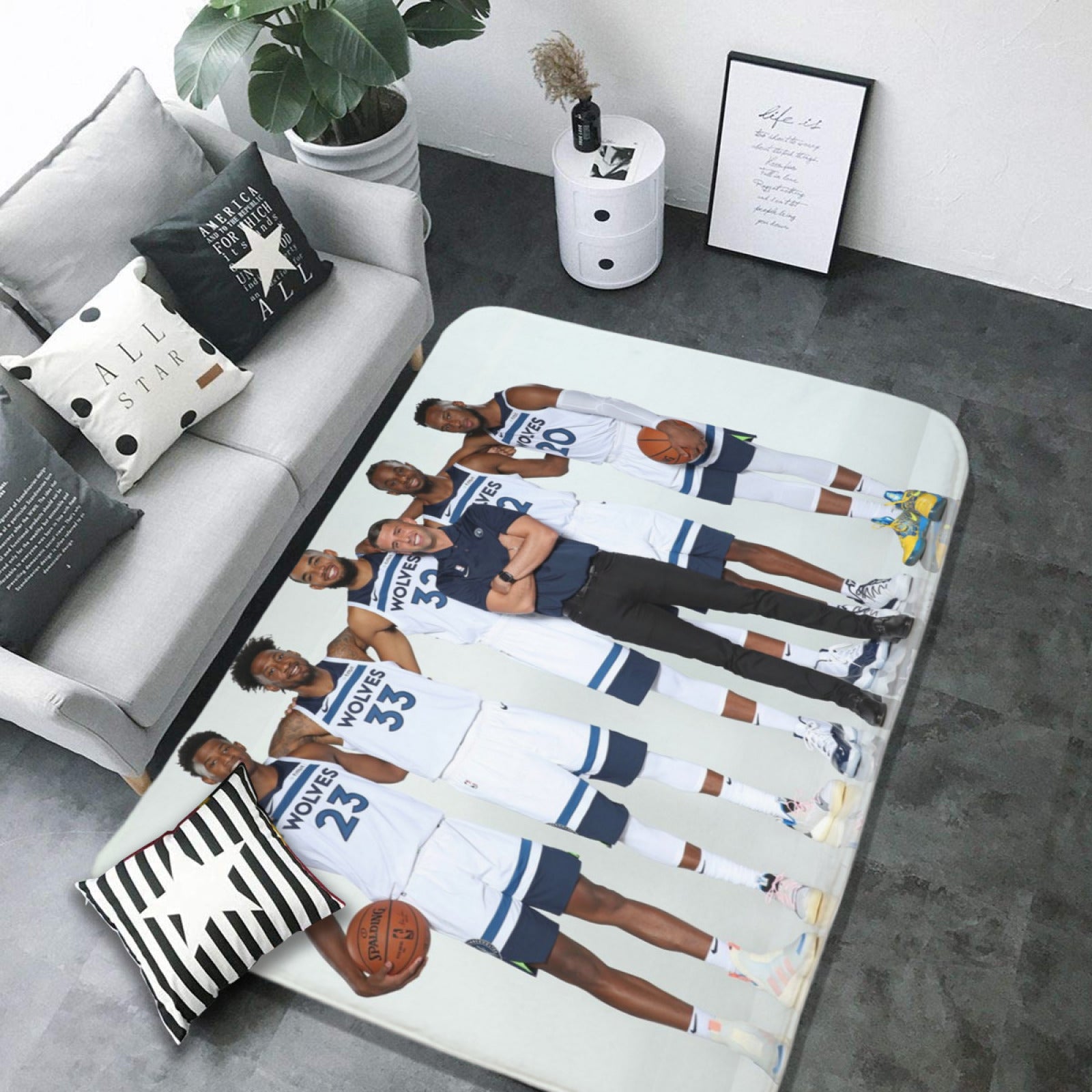 Minnesota Basketball Timberwolves Carpet Living Room Bedroom Mats Kitchen Bathroom Rugs