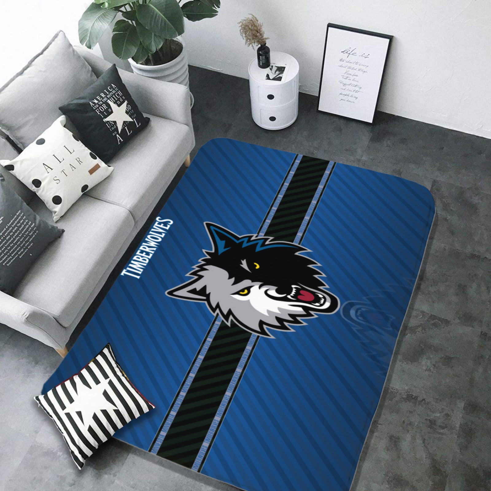 Minnesota Basketball Timberwolves Carpet Living Room Bedroom Mats Kitchen Bathroom Rugs