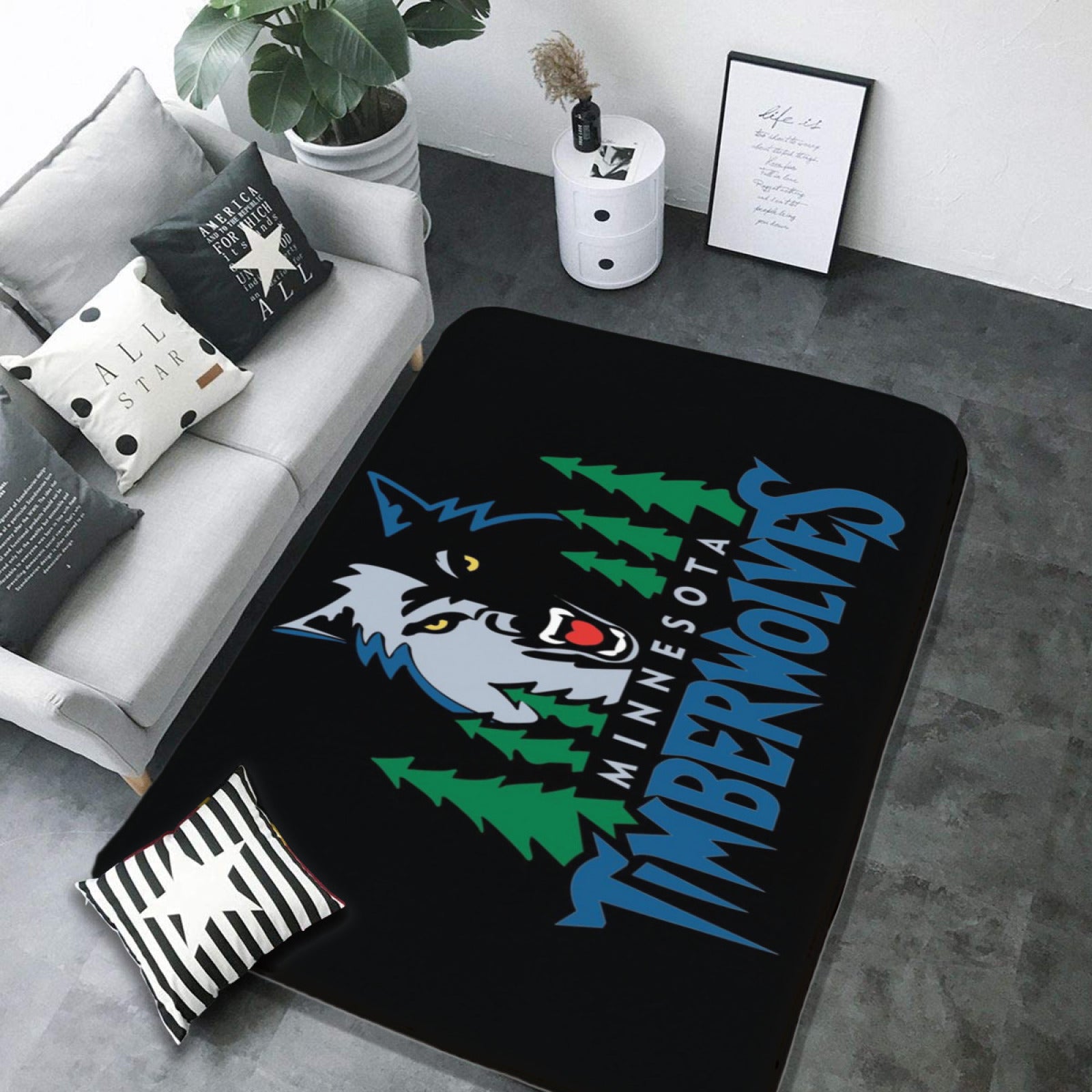 Minnesota Basketball Timberwolves Carpet Living Room Bedroom Mats Kitchen Bathroom Rugs