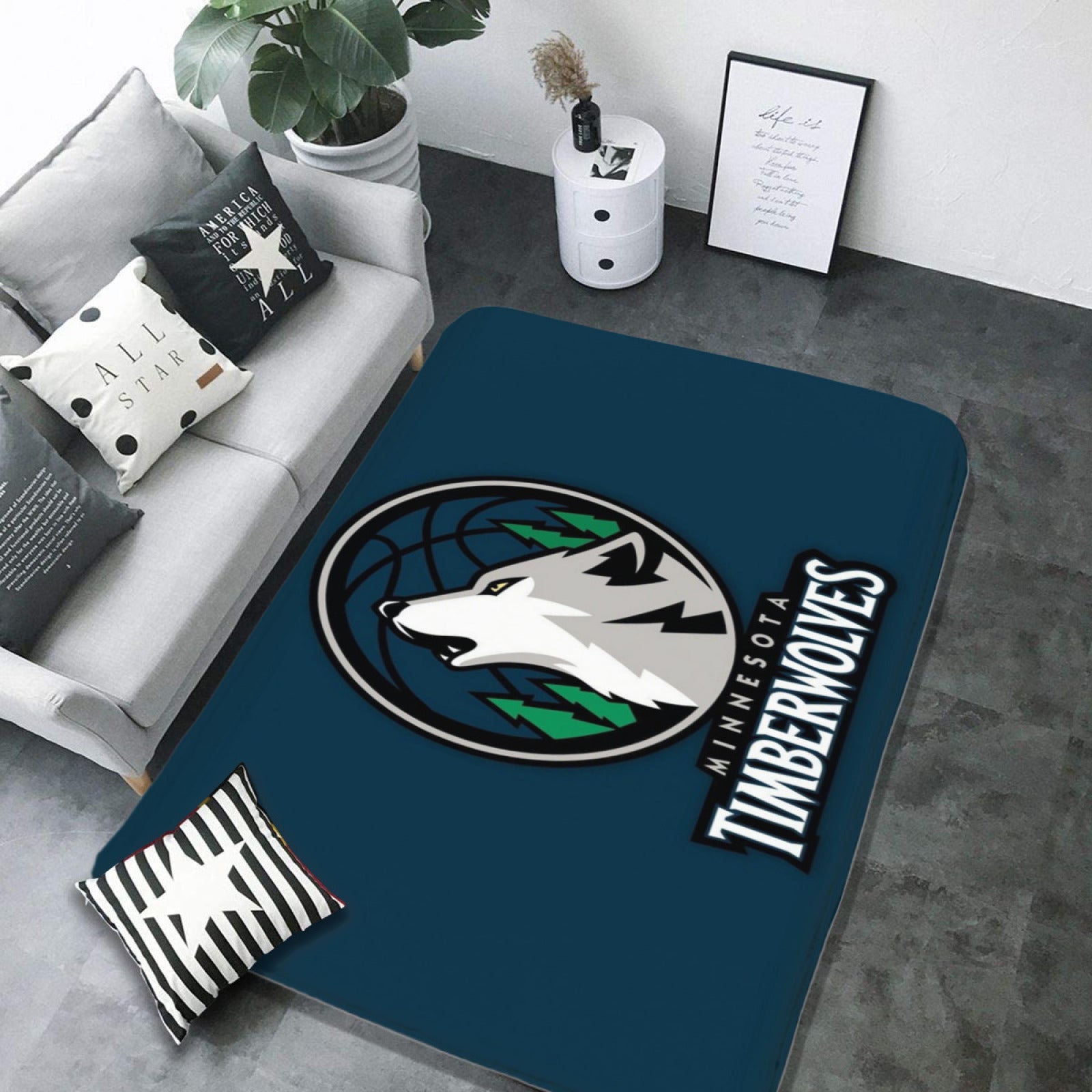 Minnesota Basketball Timberwolves Carpet Living Room Bedroom Mats Kitchen Bathroom Rugs