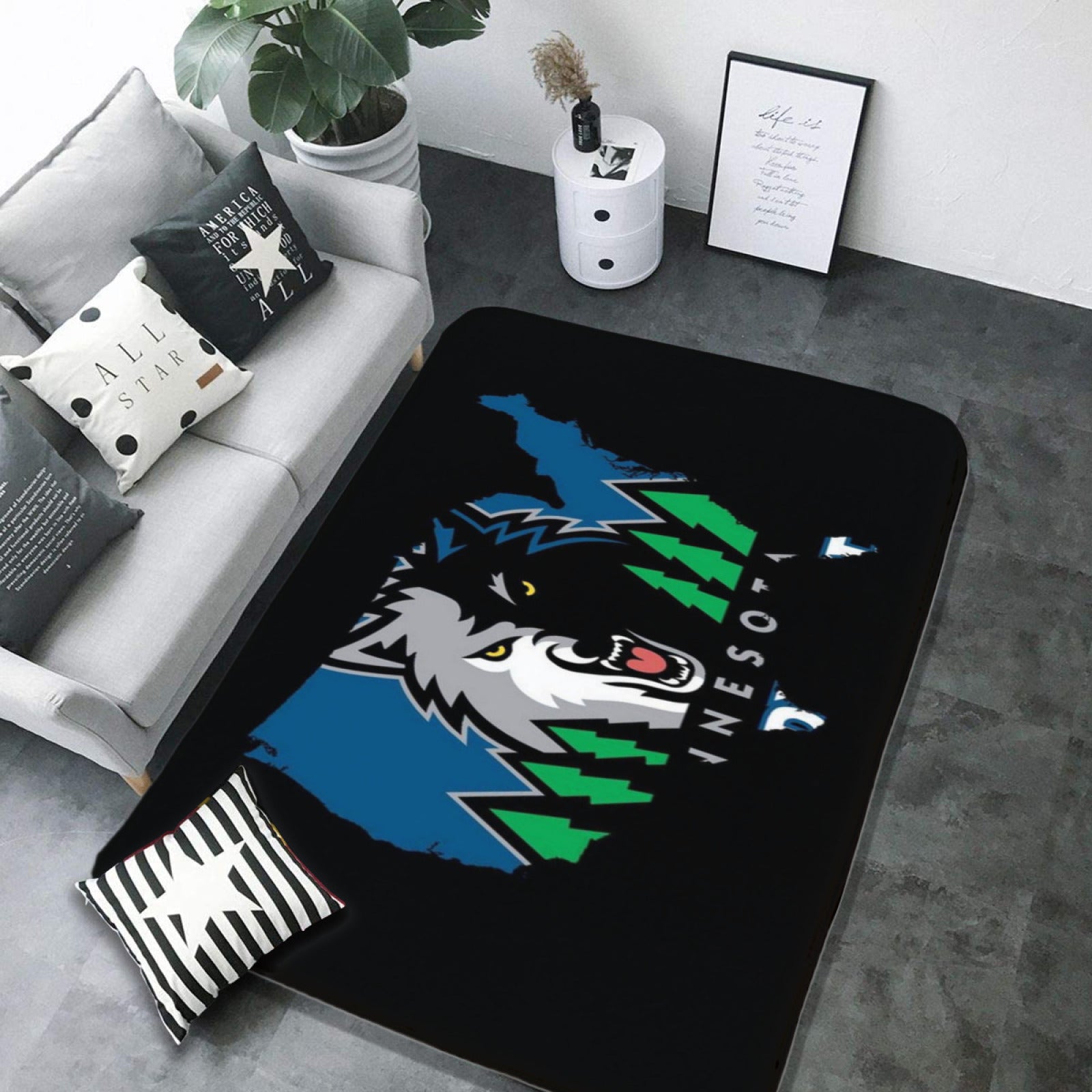 Minnesota Basketball Timberwolves Carpet Living Room Bedroom Mats Kitchen Bathroom Rugs