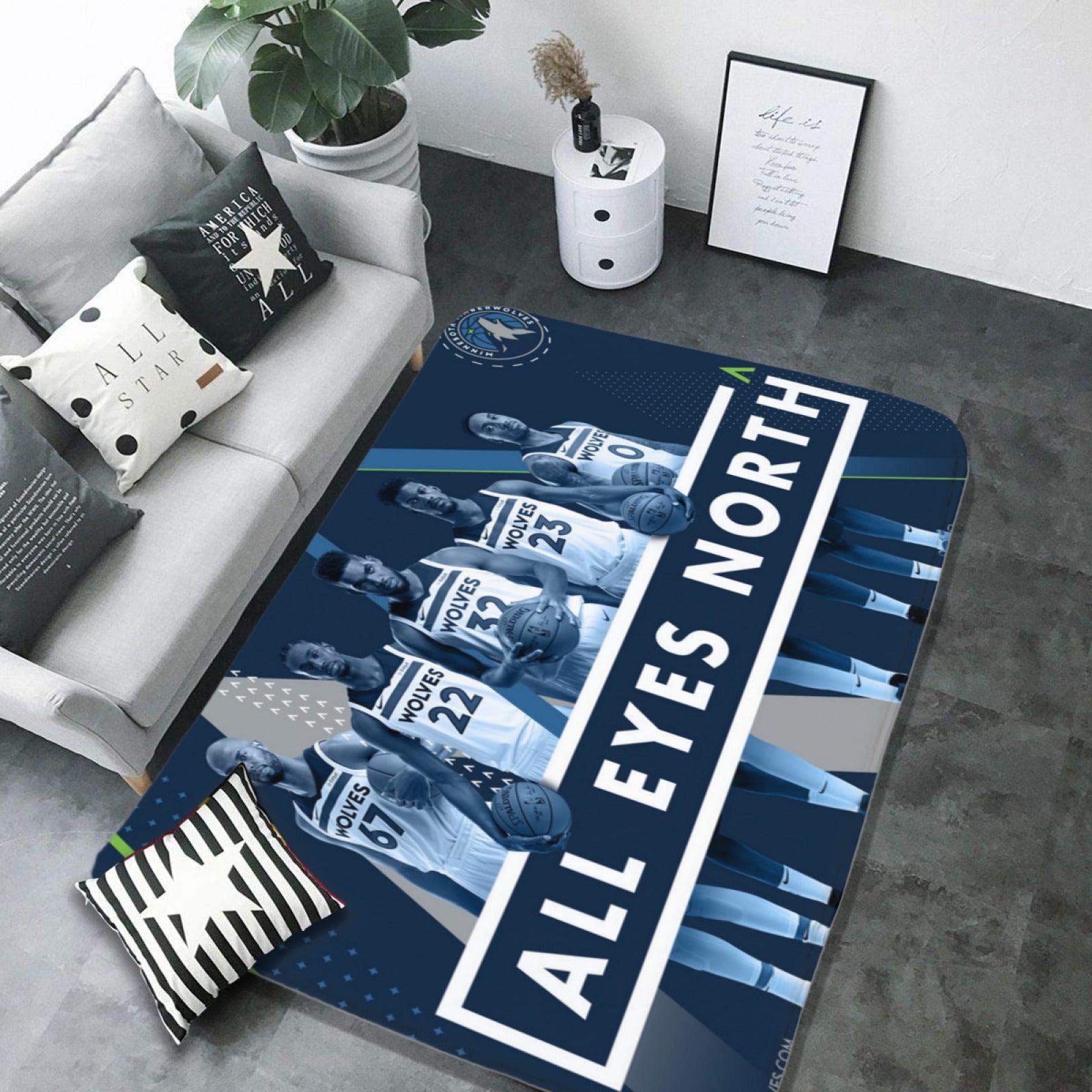 Minnesota Basketball Timberwolves Carpet Living Room Bedroom Mats Kitchen Bathroom Rugs