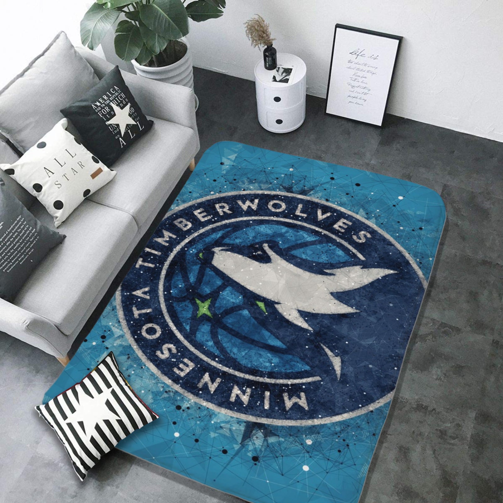 Minnesota Basketball Timberwolves Carpet Living Room Bedroom Mats Kitchen Bathroom Rugs