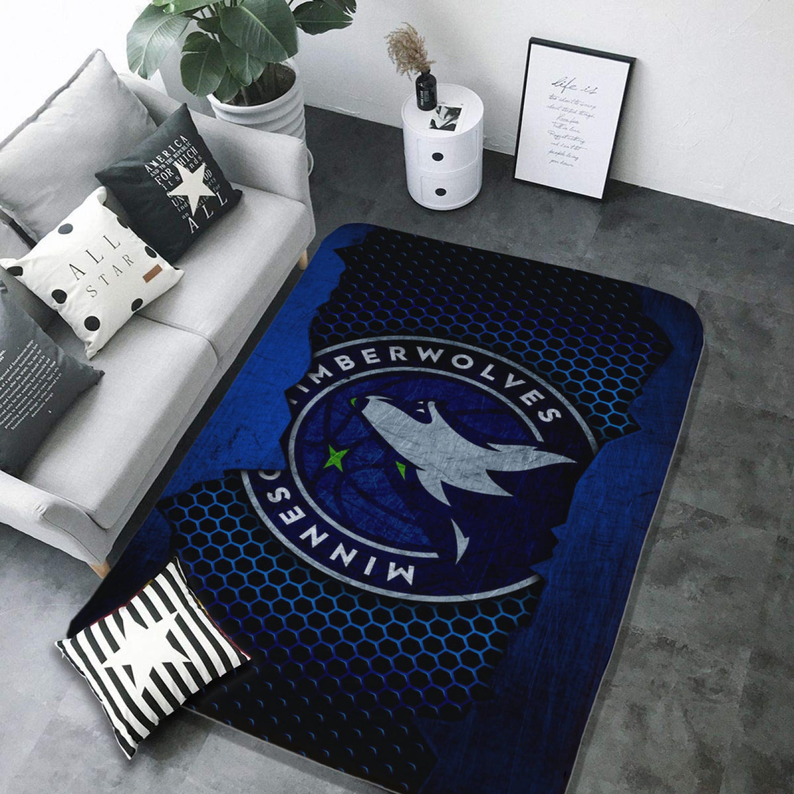 Minnesota Basketball Timberwolves Carpet Living Room Bedroom Mats Kitchen Bathroom Rugs