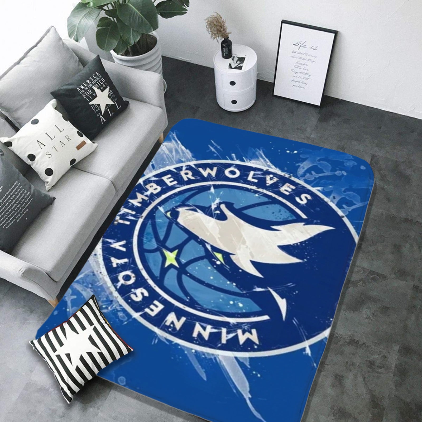 Minnesota Basketball Timberwolves Carpet Living Room Bedroom Mats Kitchen Bathroom Rugs