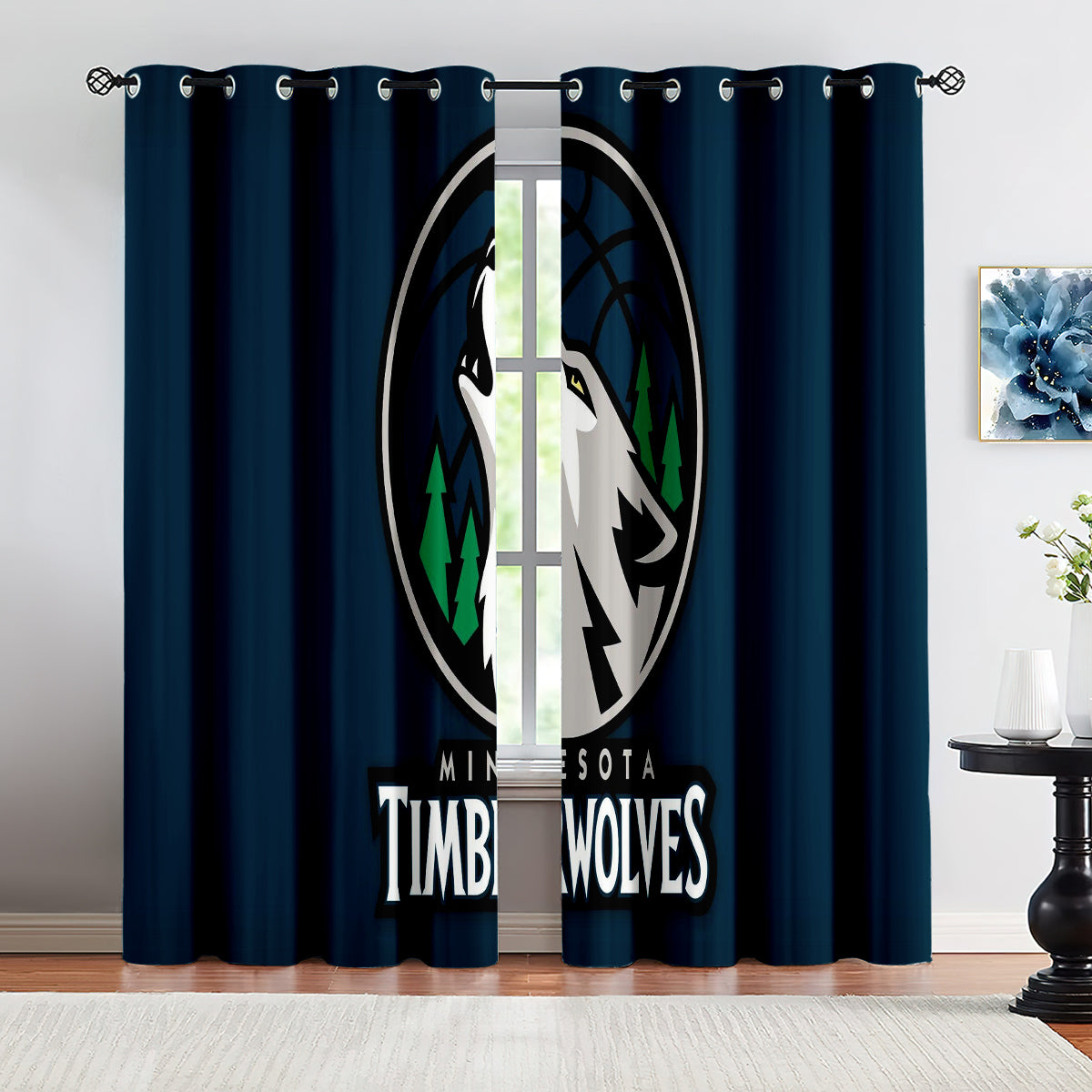 Minnesota Basketball Timberwolves  Blackout Curtains Drapes For Window Treatment Set