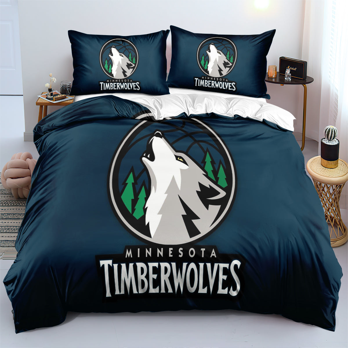 Minnesota Basketball Timberwolves Bedding Set Quilt Cover Without Filler