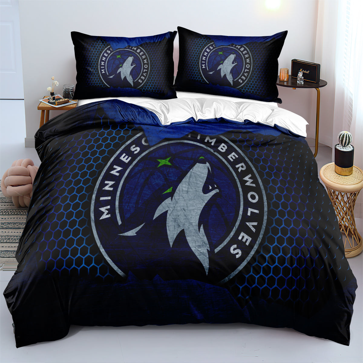 Minnesota Basketball Timberwolves Bedding Set Quilt Cover Without Filler