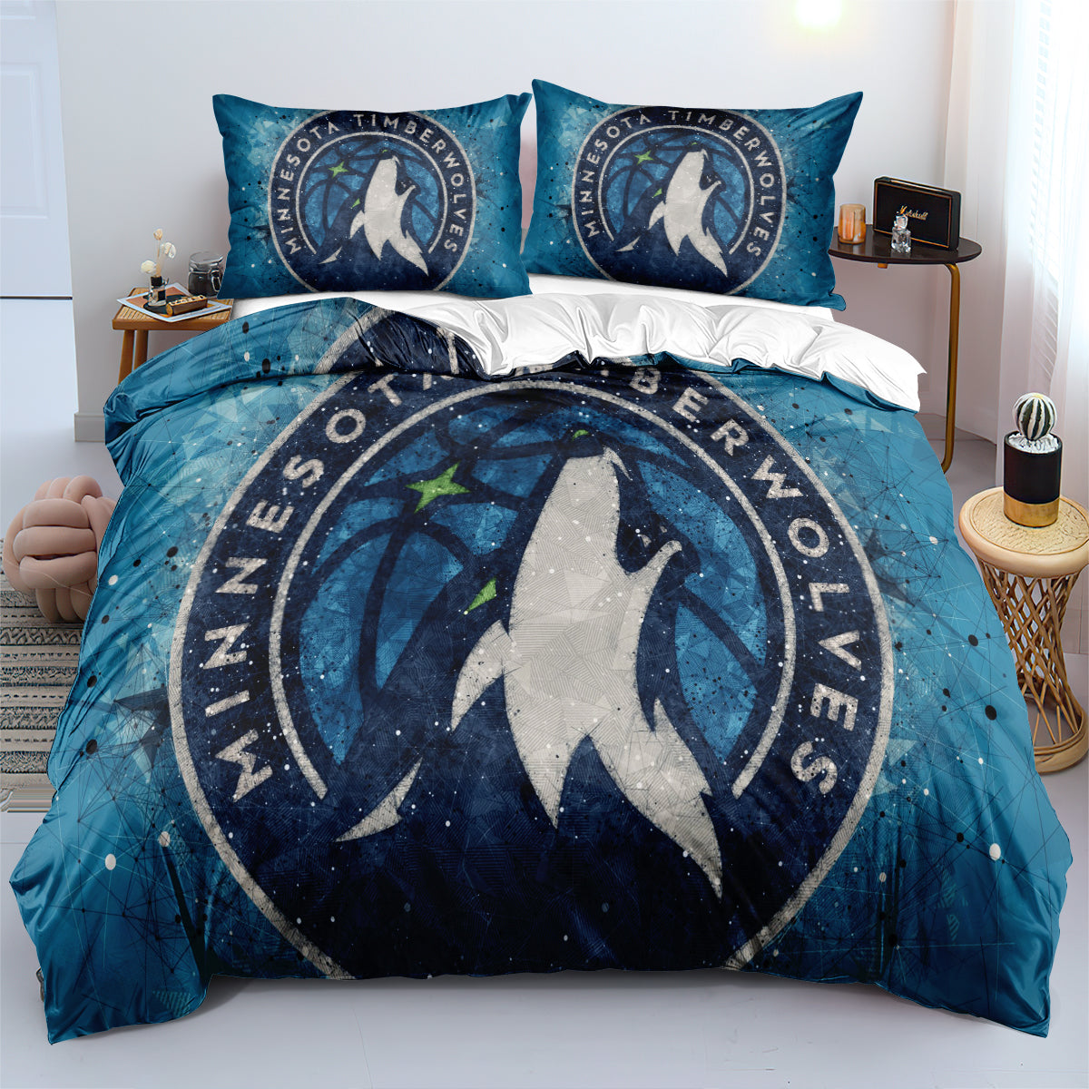 Minnesota Basketball Timberwolves Bedding Set Quilt Cover Without Filler