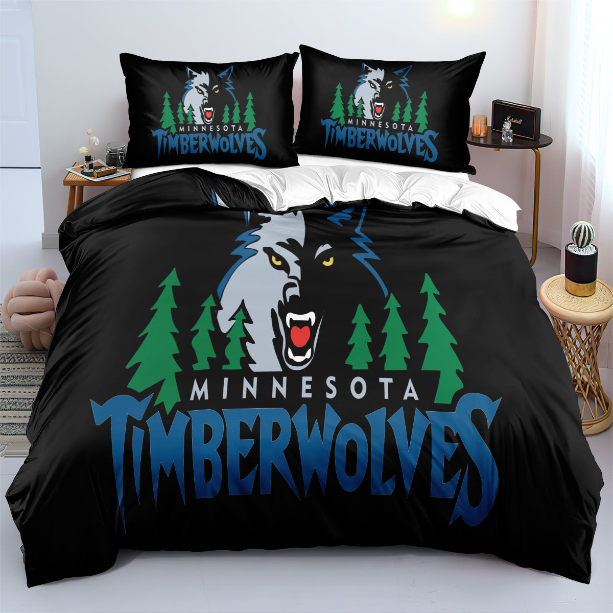 Minnesota Basketball Timberwolves Bedding Set Quilt Cover Without Filler