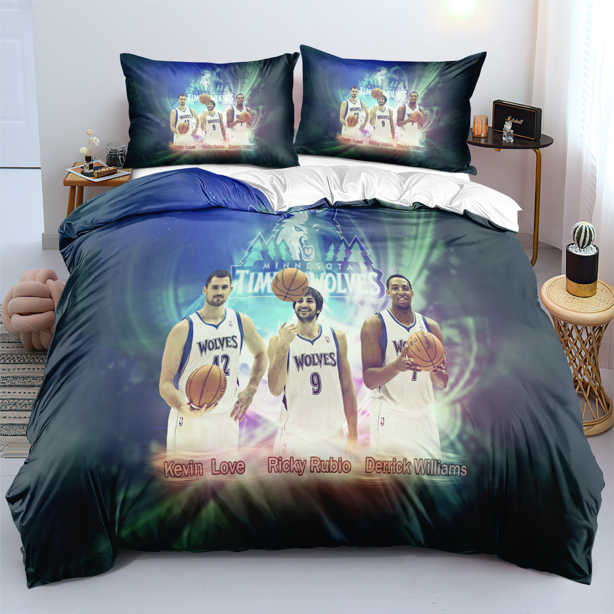 Minnesota Basketball Timberwolves Bedding Set Quilt Cover Without Filler