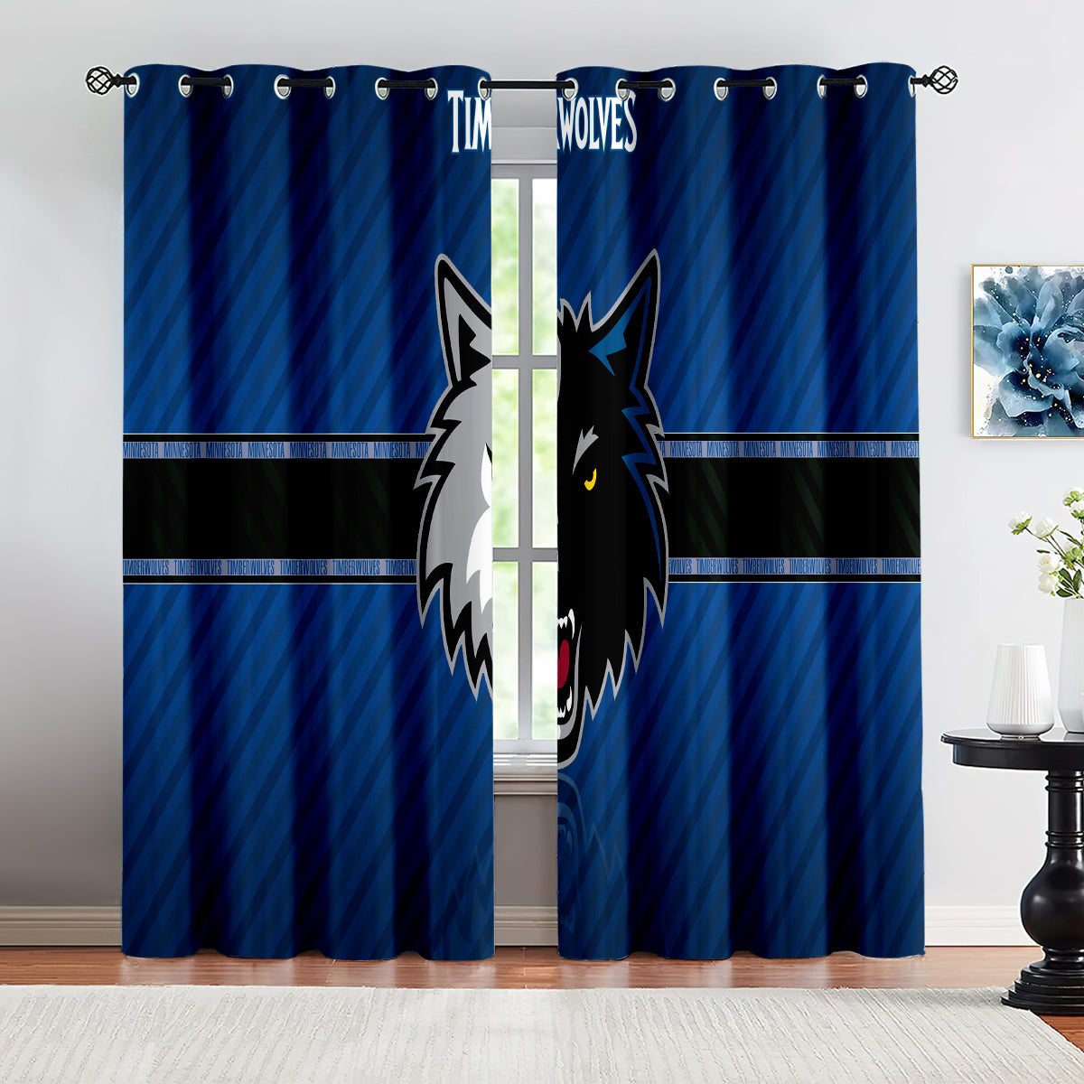 Minnesota Basketball Timberwolves  Blackout Curtains Drapes For Window Treatment Set