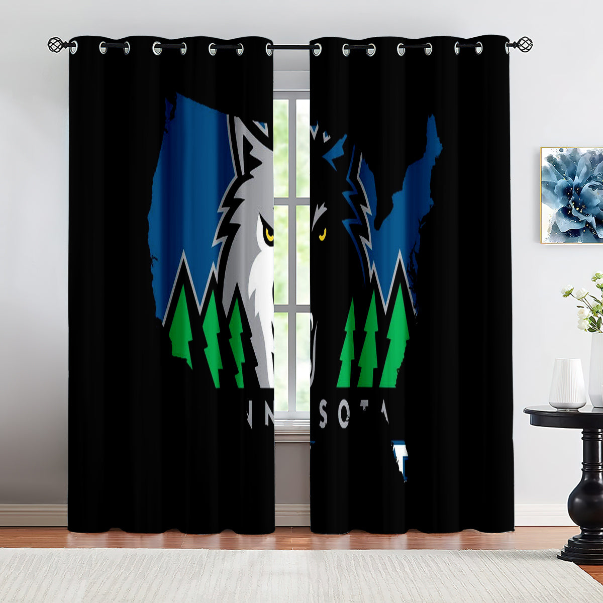 Minnesota Basketball Timberwolves  Blackout Curtains Drapes For Window Treatment Set