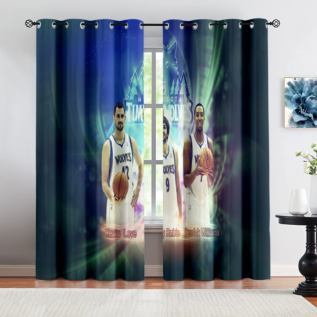 Minnesota Basketball Timberwolves  Blackout Curtains Drapes For Window Treatment Set