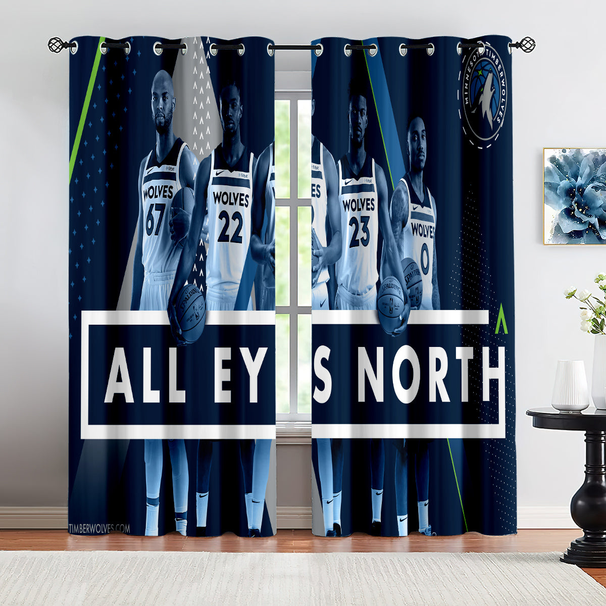 Minnesota Basketball Timberwolves  Blackout Curtains Drapes For Window Treatment Set