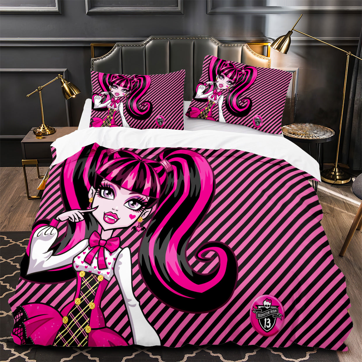 Monster High Duvet Cover Quilt Case Pillowcase Bedding Set Without Filler