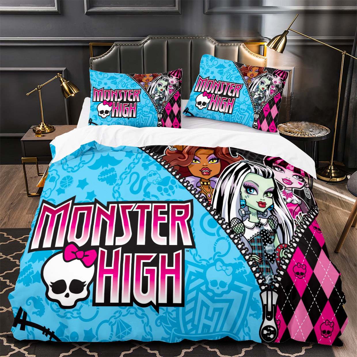 Monster High Duvet Cover Quilt Case Pillowcase Bedding Set Without Filler