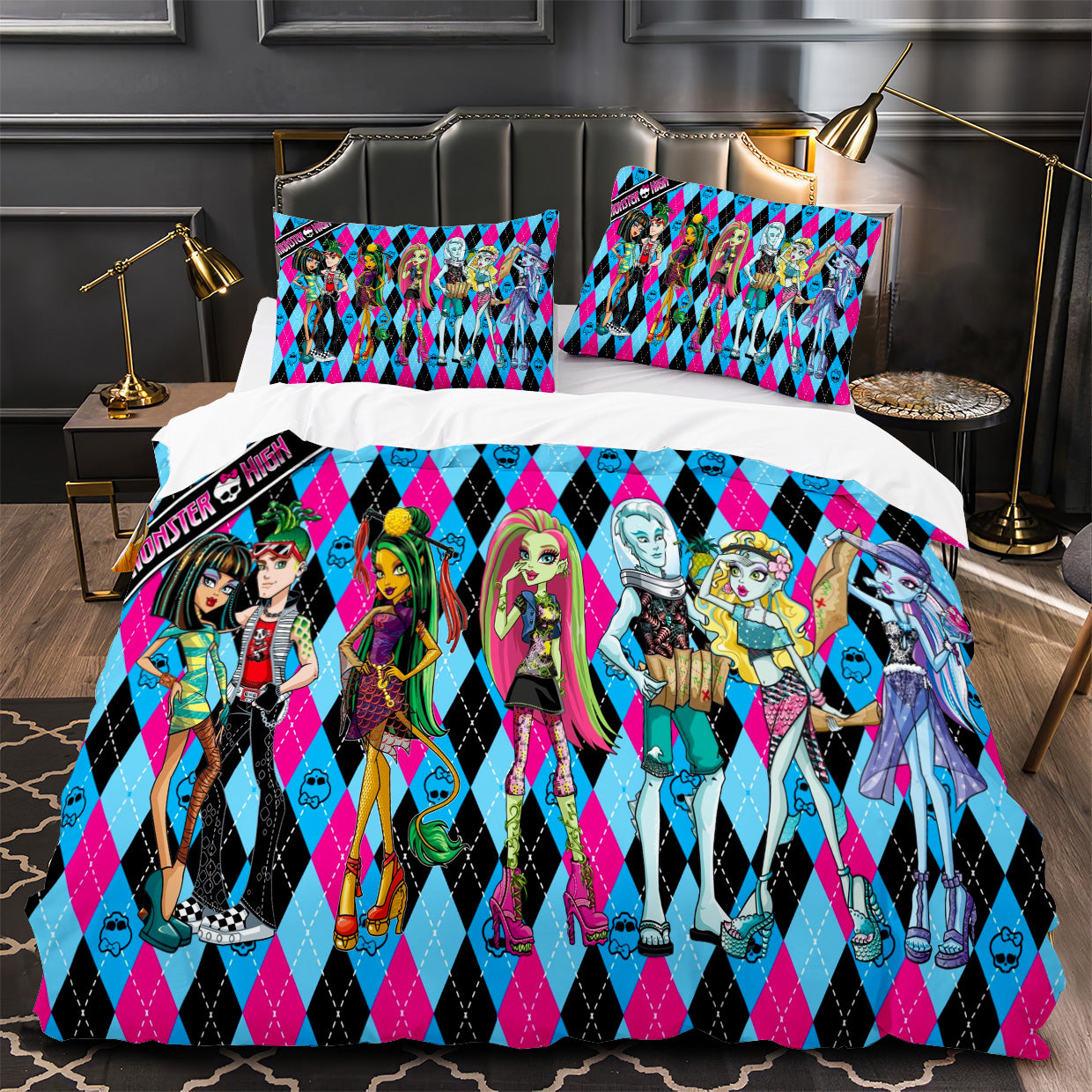 Monster High Duvet Cover Quilt Case Pillowcase Bedding Set Without Filler