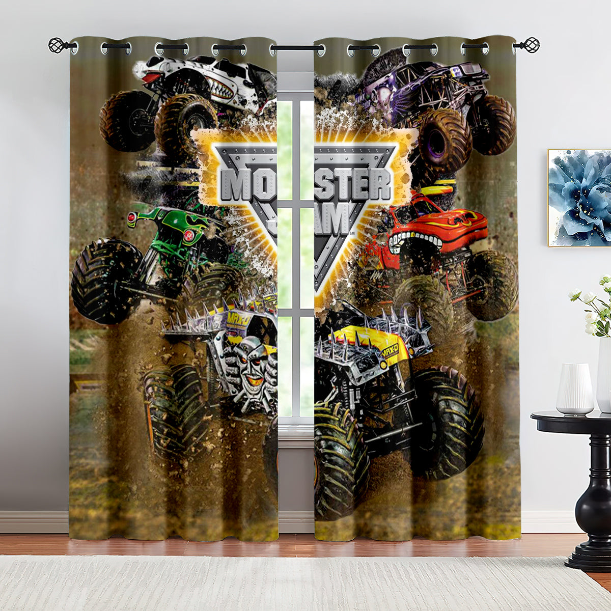 Monster Jam Blackout Curtains Drapes For Window Treatment Set