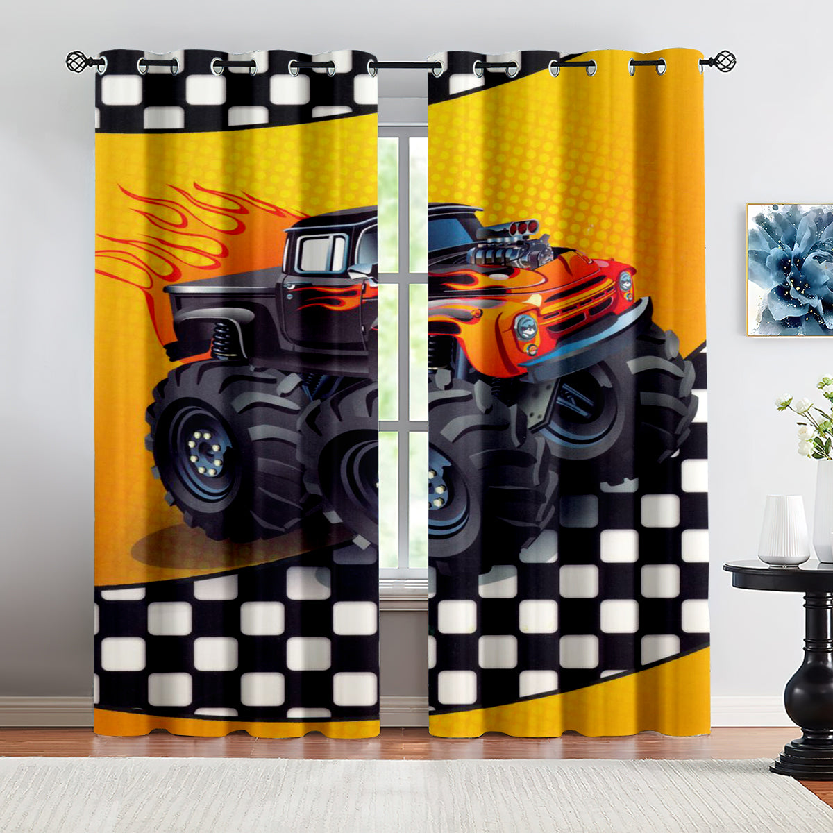 Monster Jam Blackout Curtains Drapes For Window Treatment Set