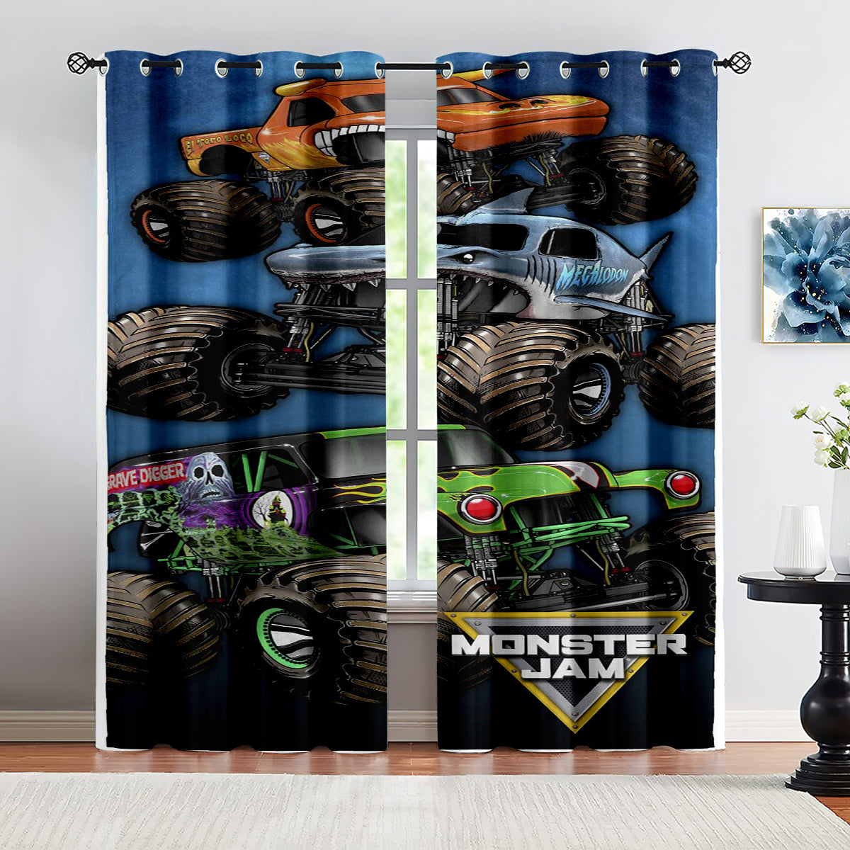 Monster Jam Blackout Curtains Drapes For Window Treatment Set